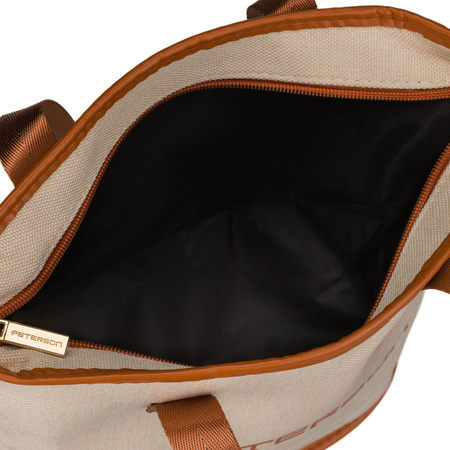 Beige-braune Kosmetiktasche aus Synthetikgewebe mit Reißverschluss – Peterson