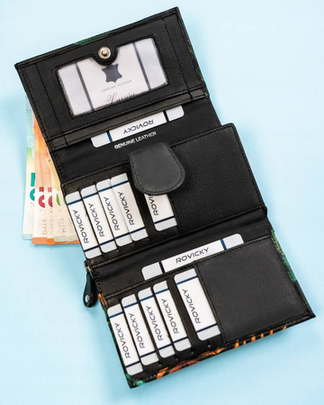 Geräumige Damen Geldbörse aus Leder mit Druckknopf – Rovicky