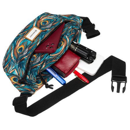 Damen Gürteltasche mit Pfauenfeder-Motiv – Rovicky