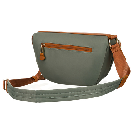 Damen Gürteltasche aus Nylon und Öko-Leder in Grün-Braun mit verstellbarem Gurt – Peterson