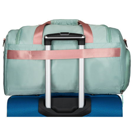 Grün-Rosa Wochenendtasche mit Koffergurt und Außentasche – Peterson