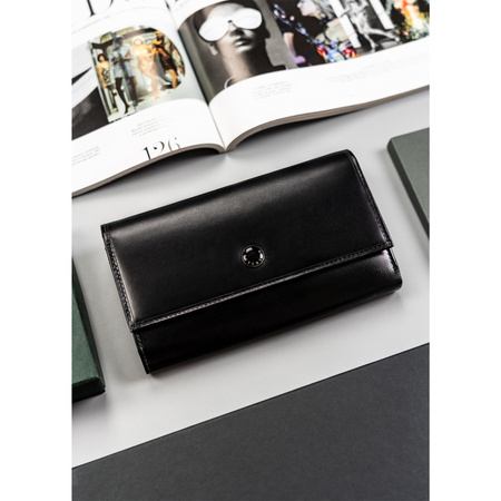 Schwarze Damen Geldbörse aus Leder mit RFID – Peterson