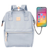 Hellblauer Rucksack mit verstellbaren Gurten und USB-Anschluss – Himawari