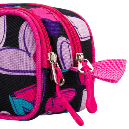 Mehrfarbiges Schulmäppchen aus Polyester mit Herzen, mit Reißverschlüssen zu schließen – Peterson