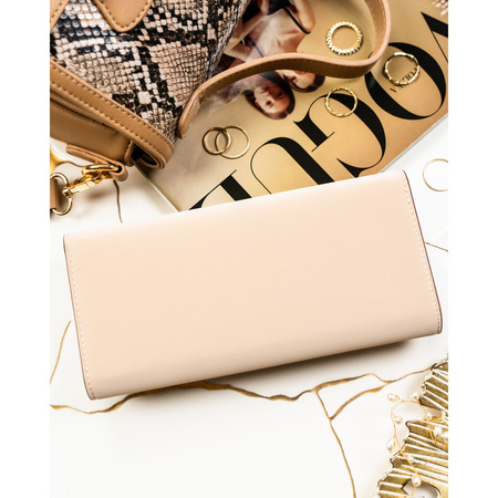 Beige Damen-Geldbörse aus Öko-Leder mit Druckknopfverschluss – Peterson