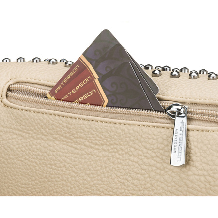 Beige Damen-Gürteltasche aus Öko-Leder, verziert mit Nieten – Peterson