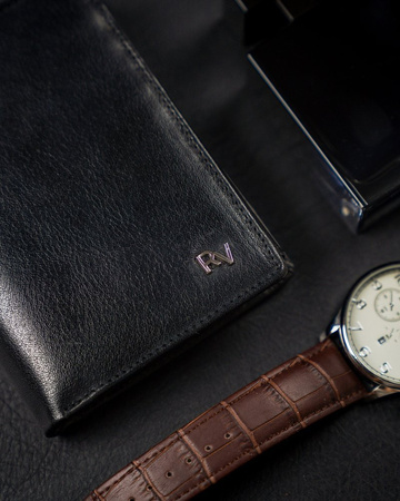 Geräumige vertikale Herren Geldbörse aus Echtleder ohne Verschluss – Rovicky