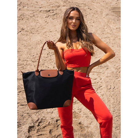 Klassische Damen Shopper aus schwarzem Polyester – Peterson