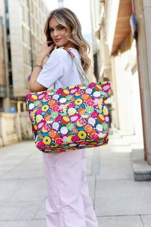 Große Damen Shopper Tasche mit Fruchtmuster