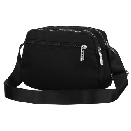 Damen-Umhängetasche aus Polyester in Schwarz, zwei Fächer mit Außentasche - Peterson
