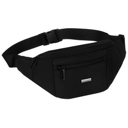 Schwarze Herren-Gürteltasche  mit Außentaschen mit Reißverschluss, aufgehängt an einem verstellbaren Gürtel – Peterson