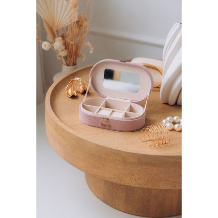 Rosa Schmuckkästchen mit eingebautem Spiegel – Peterson