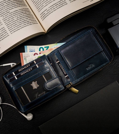 Große Herren Geldbörse aus Leder mit Reißverschluss – Always Wild