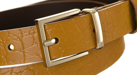 Damen Gürtel aus Leder mit goldener Schnalle und Animal-Print – Rovicky