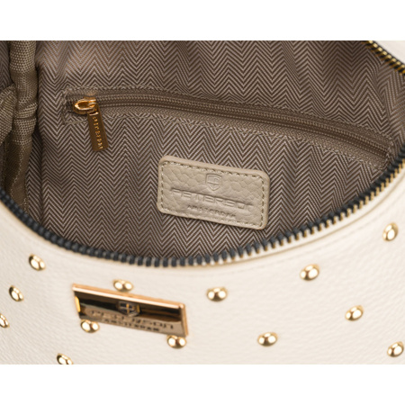 Hellbeige Damen-Bauchtasche aus Kunstleder mit Nieten verziert – Peterson