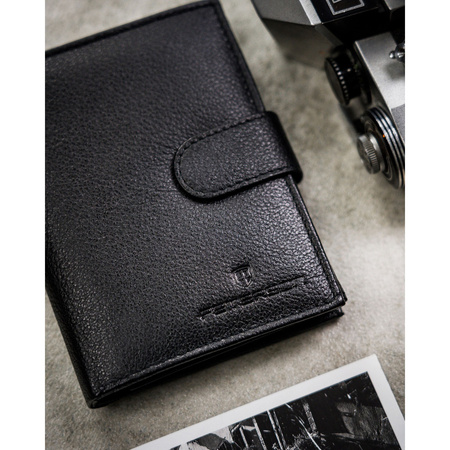 Schwarze Herren Geldbörse aus Leder mit Druckknopf und RFID-Schutz – Peterson