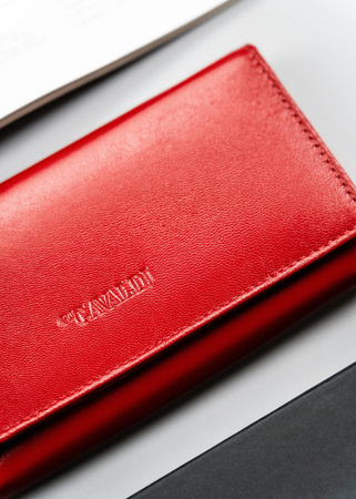 Damen Geldbörse aus Leder im Querformat mit Druckknopf – 4U Cavaldi