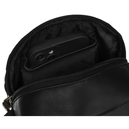 Schwarze Herren-Tasche aus Naturleder mit einer Herren-Geldbörse im Set – Peterson