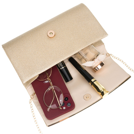 Elegante, goldene Damenhandtasche aus synthetischem Stoff mit Magnetverschluss – Rovicky