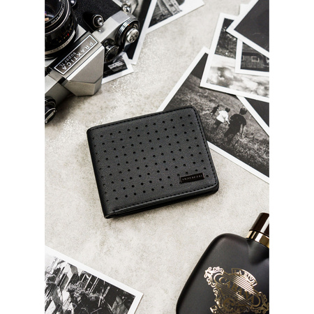 Schwarze Herren Geldbörse mit dezentem Lochmuster – Peterson