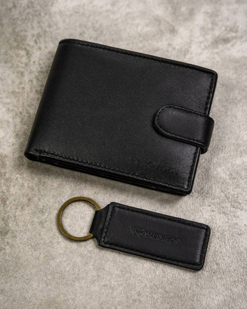 Geschenkset: Herren Geldbörse und Schlüsselanhänger aus Öko-Leder – Rovicky