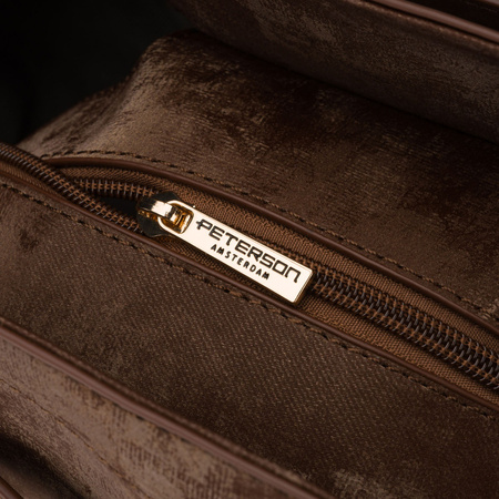 Große, braune Damen-Shopper aus Öko-Leder, ein Kammer - Peterson