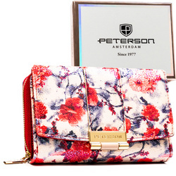 Multifarbene Damen-Geldbörse aus Öko-Leder mit floralem Muster - Peterson