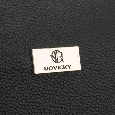 Schwarze, praktische Kosmetiktasche aus Öko-Leder mit Reißverschluss – Rovicky