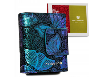 Kleine Damen-Geldbörse aus Leder mit Druckknopf - Peterson