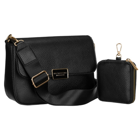 Schwarze Damen-Umhängetasche aus Öko-Leder mit Etui im Set – Peterson