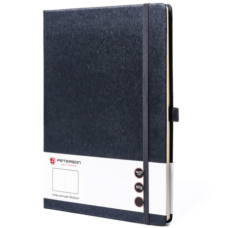B5 Notizbuch in Grau, gepunktet und mit Verschlussgummi – Peterson
