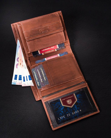 Herren Geldbörse aus verlaufendem Echtleder in Braun – Peterson