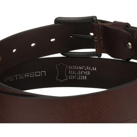 Brauner Herren-Gürtel aus Naturleder mit klassischer, nickelfreier Schnalle - Peterson