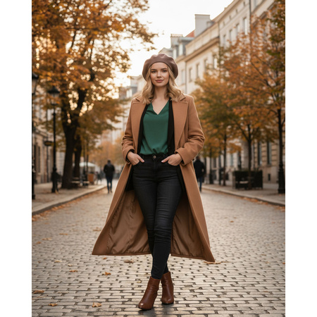 Universeller Damen-Beret aus Acryl in Khaki - Rovicky