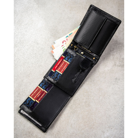 Große Herren-Geldbörse aus echtem Leder in Schwarz mit RFID-Schutz - Peterson