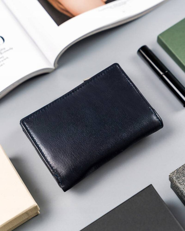 Kleine Damen Geldbörse querformat aus echtem Leder mit Druckknopf – 4U Cavaldi