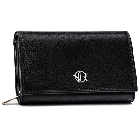 Geräumige schwarze Damen Geldbörse aus Leder mit RFID-Schutz – Rovicky