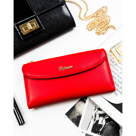 Rote, glatte Damen-Geldbörse aus Öko-Leder mit Magnetverschluss – Peterson