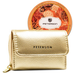 Goldene Damen Geldbörse mit RFID und Druckknopf – Peterson