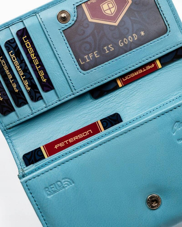 Große Damen Geldbörse aus Leder mit Druckknopf und Reißverschluss – Peterson