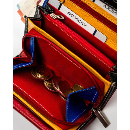 Rote Damen Geldbörse aus Leder mit Druckknopf – Rovicky