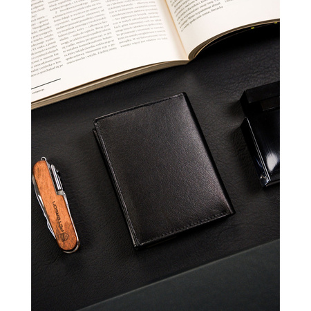 Schwarze, vertikale Herren Geldbörse aus Leder ohne äußeren Verschluss – Ronaldo