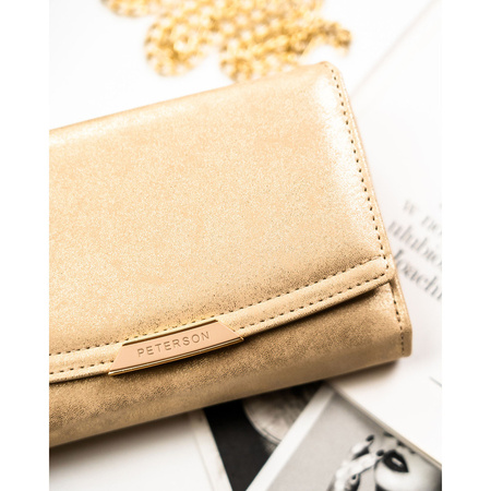 Beige Damen-Geldbörse aus Öko-Leder mit Druckknopf- und Reißverschluss – Peterson