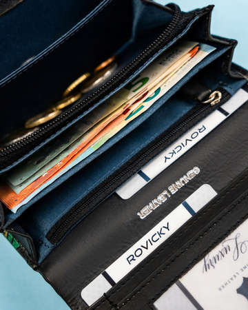 Geräumige Damen Geldbörse aus Leder mit Druckknopf – Rovicky