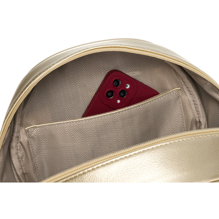 Goldener glänzender Damen Rucksack klein, gesteppt aus Öko-Leder – Peterson