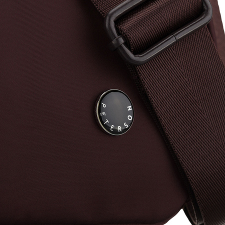 Bordeauxfarbene Damen-Umhängetasche aus Polyester, aufgehängt an einem breiten Gürtel, zweifächrig – Peterson