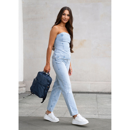 Granatblauer Damen-Nylon-Rucksack mit verstellbaren Schultergurten und Reißverschluss – Peterson