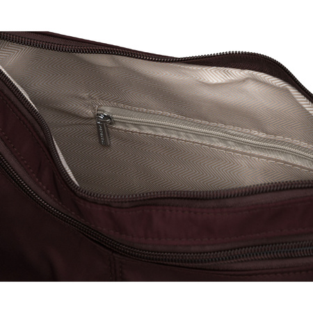 Bordeauxfarbene Damen-Handtasche aus Polyester mit Reißverschluss, zweifächrig – Peterson