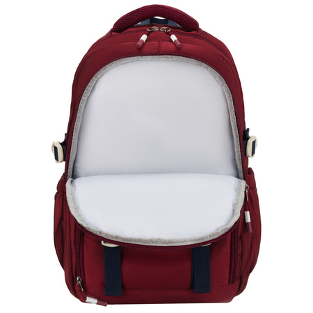 Bordeauxfarbener Schulrucksack aus Polyester mit seitlichen Kompressionsriemen – Peterson