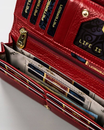 Große Damen Geldbörse aus Leder mit Bügel- und Druckverschluss – Peterson